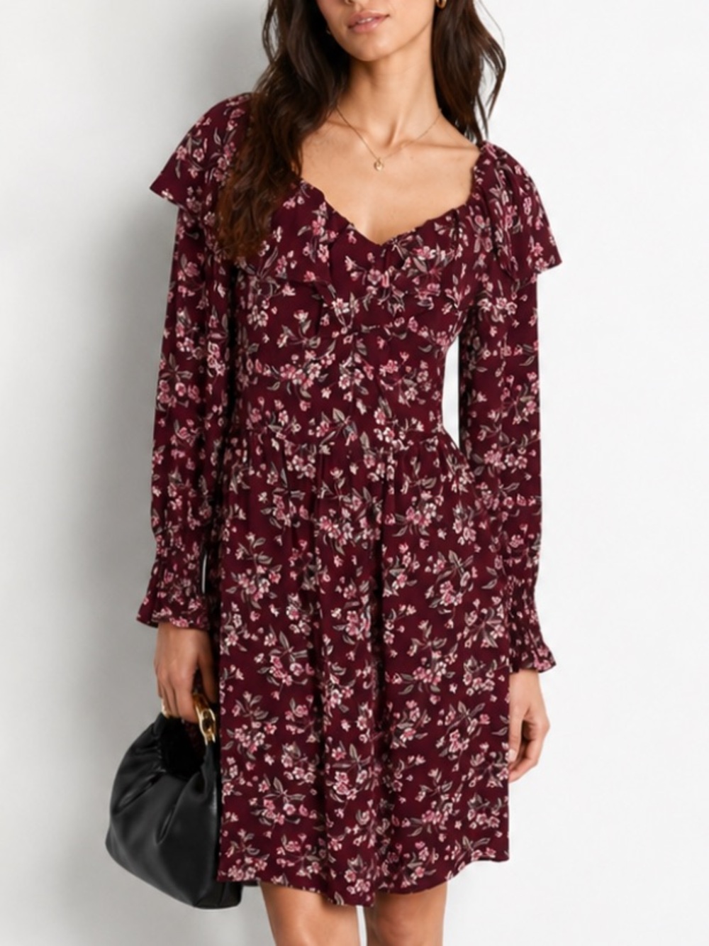 REBECCA TAYLOR Tilda Silk Floral Burgundy Dress Size 0